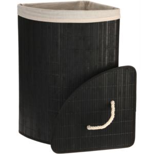Panier à linge d'angle noir en bambou et intérieur amovible…