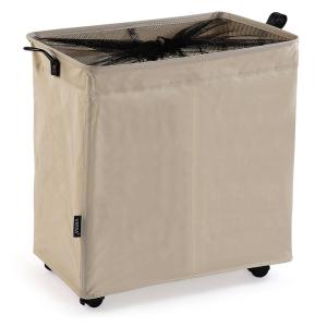 Panier à linge double compartiment en tissu beige 58x35x54.…
