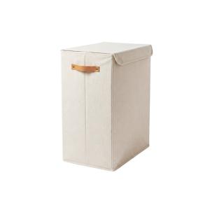 Panier à linge double en tissu blanc 50 x 30 x 60 cm