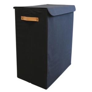 Panier à linge double en tissu noir 50 x 30 x 60 cm