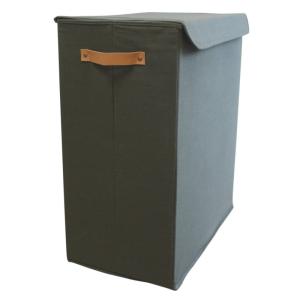 Panier à linge double en tissu vert foncé 50 x 30 x 60 cm