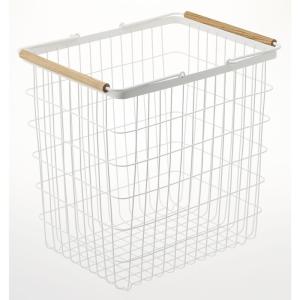 Panier à linge en acier et bois blanc