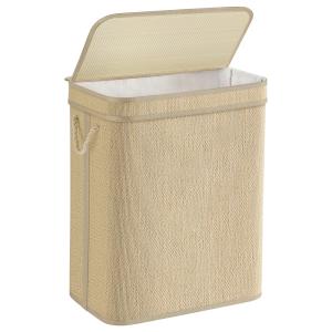 Panier à linge en bambou 90 litres avec couvercle couleur n…