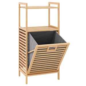 Panier à linge en bambou avec 2 étagères beige 43,5 x 33 x…