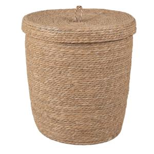 Panier à linge en fibre végétale avec couvercle