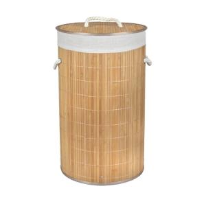 Panier à linge rond en bambou avec couvercle 54 litres