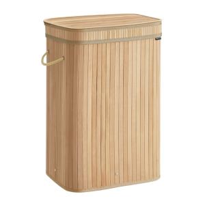 Panier à linge sale avec couvercle en bambou 72 l bambou na…