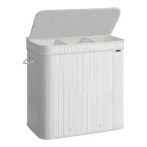 Panier à linge sale avec couvercle volume 150 l blanc nuage