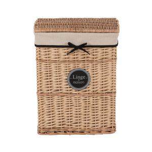 Panier à linge tressé avec ruban noir H58