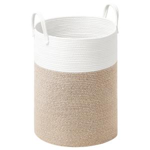 Panier à linge volume 80 l corde en coton avec poignées bla…