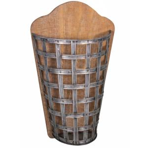 Panier à pain mural effet bois et zinc 29.5x13.5x48cm