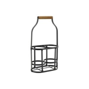 Panier bouteilles en métal et bois 2 bouteilles