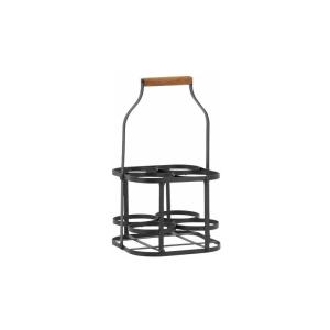 Panier bouteilles en métal et bois 4 bouteilles