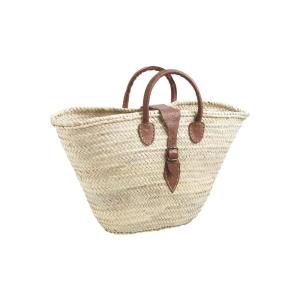 Panier couffin avec poignées et fermeture cuir