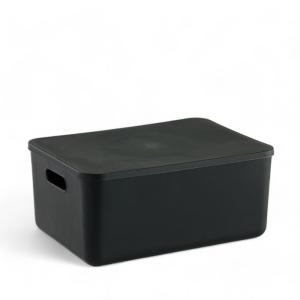 Panier de rangement avec couvercle plastique  36x26cm Noir