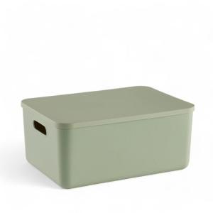 Panier de rangement avec couvercle plastique  36x26cm Vert