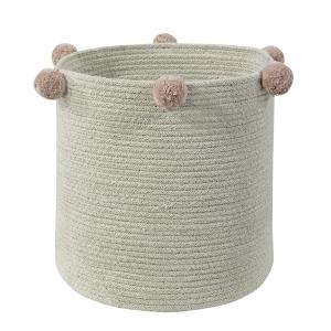 Panier de rangement en coton naturel et rose nude