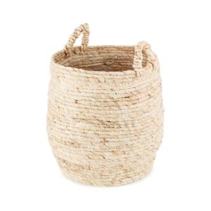 Panier de rangement en feuilles de maïs tressées H30cm