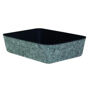 Panier de rangement en feutre noir et gris 18 x 13 x 4,5 cm