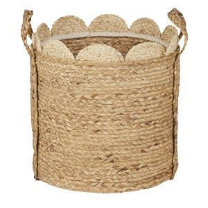 Panier de rangement en fibre végétale beige