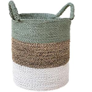Panier de rangement en fibres naturelles blanc et vert D.40…