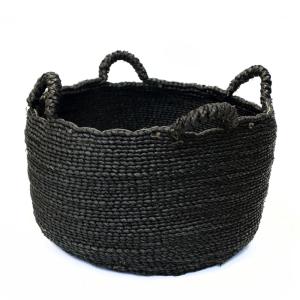 Panier de rangement en herbe de mer noir 60x60 cm