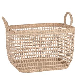 Panier de rangement en jonc de mer ajouré