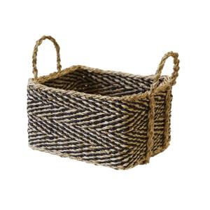 Panier de rangement en jonc de mer naturel et noir 26 x 19…