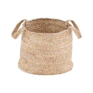 Panier de rangement en jute beige H 28 cm