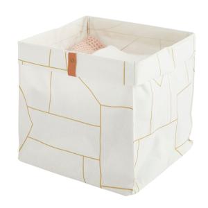 Panier de rangement pliable en polycoton blanc 31x31x31cm