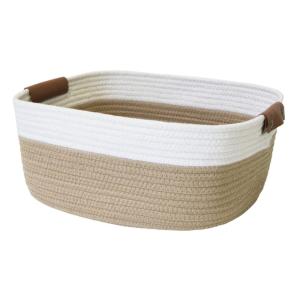 Panier de rangement poignées coton naturel et beige 35,5 x…