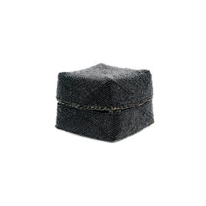 Panier en bambou et perles noir 10x10 cm