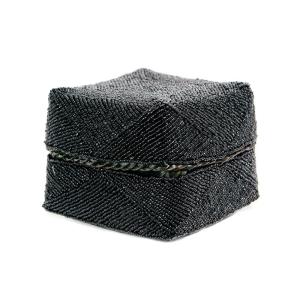 Panier en bambou et perles noir 20x20 cm