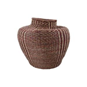 Panier en fibres naturelles clair et marron H44