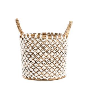 Panier en herbes de mer naturel blanc h27