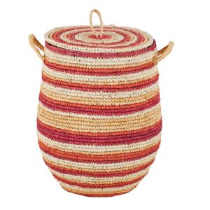Panier en sisal corail, orange et beige