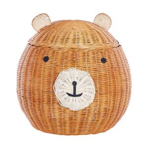 Panier enfants ours en peluche rotin naturel