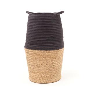 Panier long tressé coton uni  30x50 cm Gris anthracite