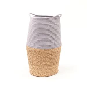 Panier long tressé coton uni  30x50 cm Gris clair