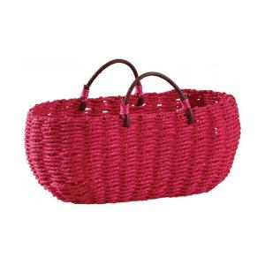 Panier ovale en jonc fuchsia