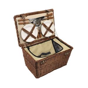 Panier pique-nique isotherme 4 couverts en osier