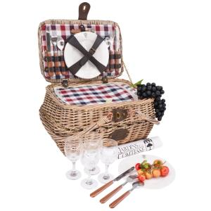 Panier pique-nique Sarlat - Rouge, blanc, bleu - 4 personnes