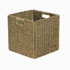 Panier pliable en jonc de mer naturel 31 x 31 x 31 cm