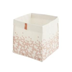 Panier pliable tissu blanc motif bohème 31 x 31 x 31 cm