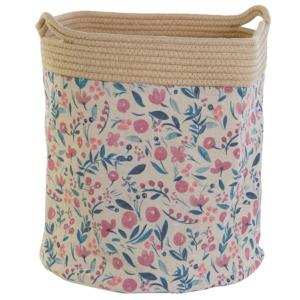 Panier rond décoratif fleuri 35x35x38cm
