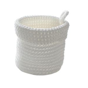 Panier rond maille crochet 12x10cm - Blanc