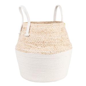 Panier thaïlandais en coton et fibre de maïs bicolore
