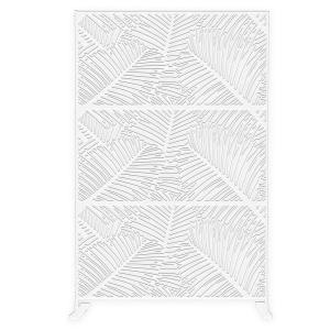 Panneau brise-vue/paravent en acier peint blanc avec motif…