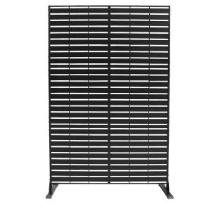 Panneau brise-vue/paravent en acier peint noir avec motif…