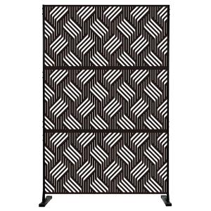Panneau brise-vue/paravent en acier peint noir avec motif à…